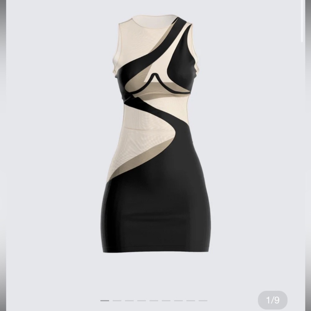 Finesse Gabriella Black Jersey Mesh Cutout Dress: Size L